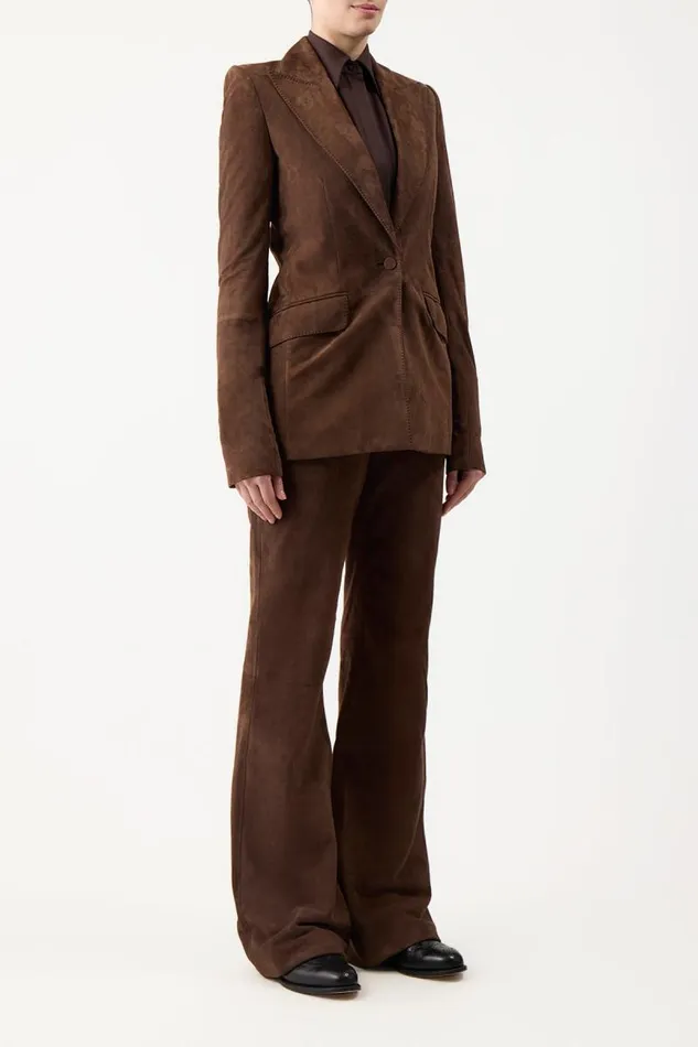 Gabriela Hearst Blazers and Vests Women Leiva Blazer In Chocolate Suede