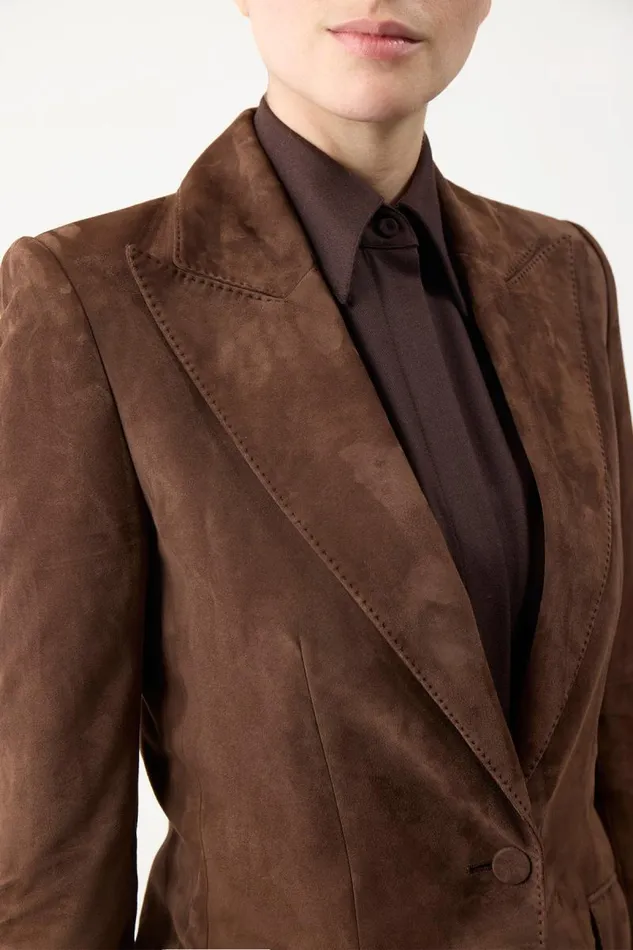 Gabriela Hearst Blazers and Vests Women Leiva Blazer In Chocolate Suede
