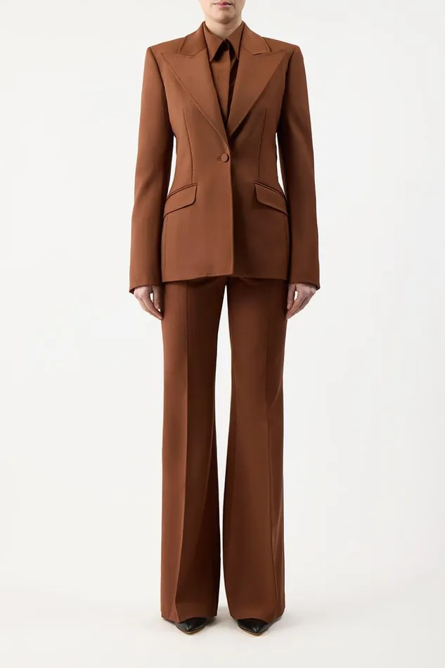 Gabriela Hearst Blazers and Vests Women Leiva Blazer In Cognac Sportswear Wool