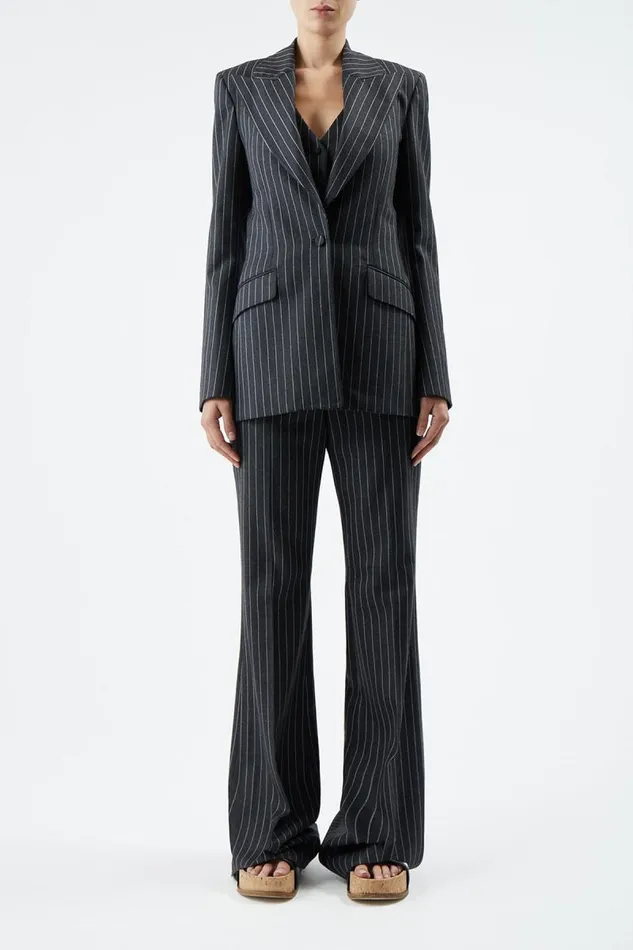 Gabriela Hearst Blazers and Vests Women Leiva Blazer In Grey Pinstripe Wool