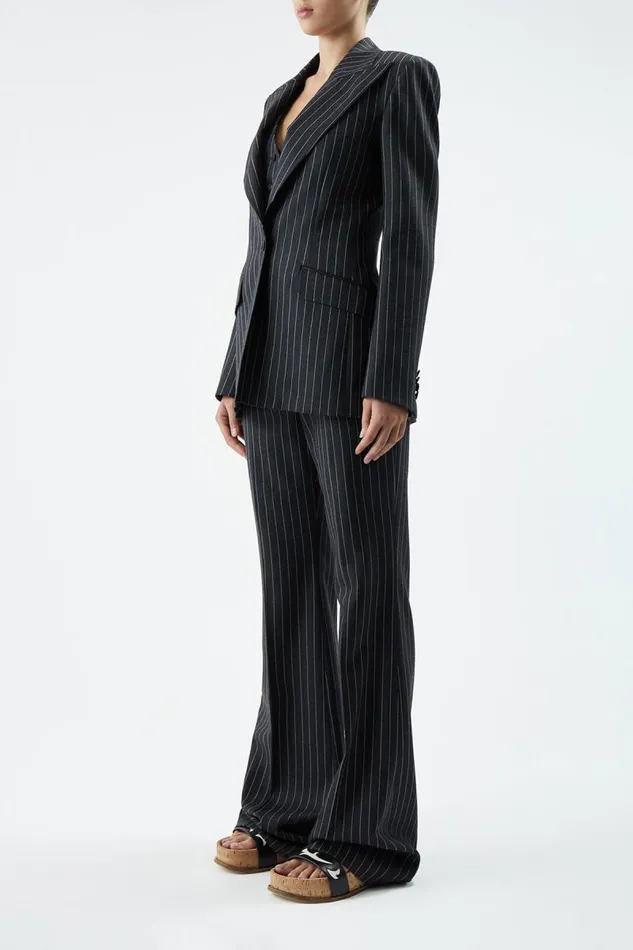 Gabriela Hearst Blazers and Vests Women Leiva Blazer In Grey Pinstripe Wool