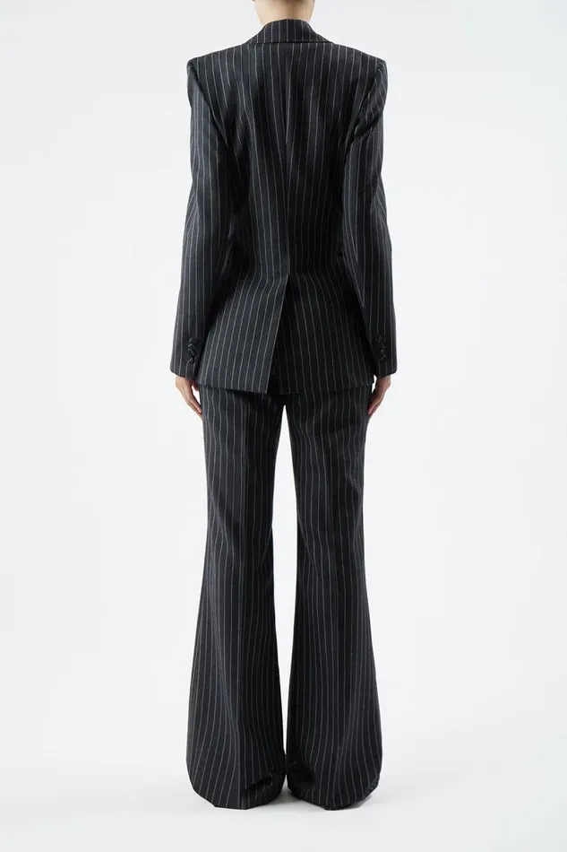 Gabriela Hearst Blazers and Vests Women Leiva Blazer In Grey Pinstripe Wool