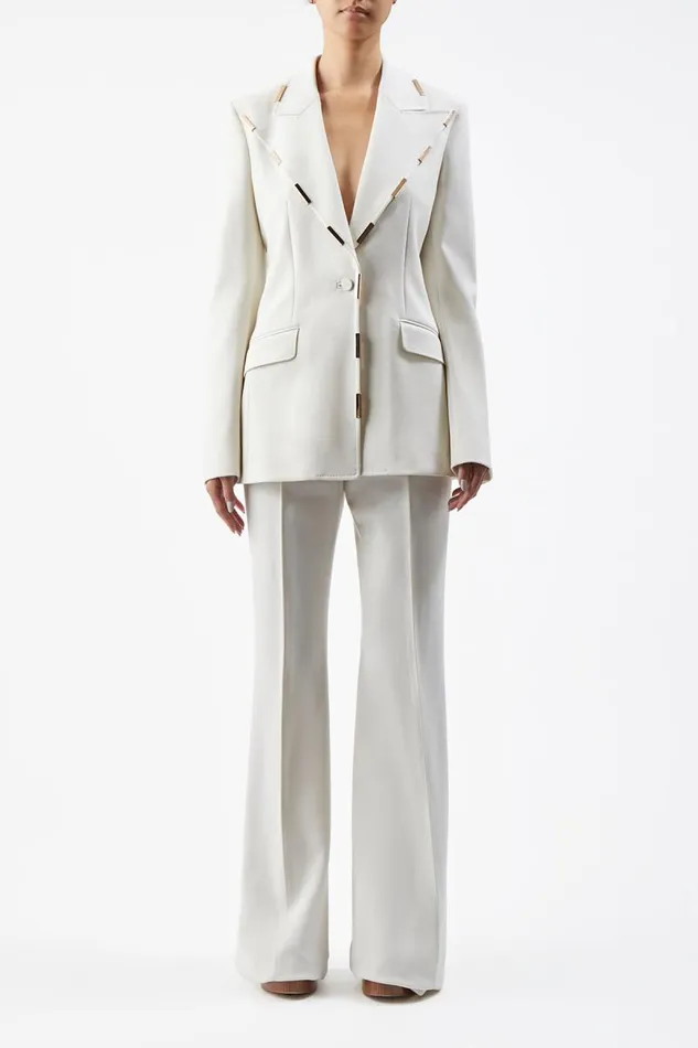 Gabriela Hearst Blazers and Vests Women Leiva Blazer In Ivory Sportswear Wool With Gold Bars