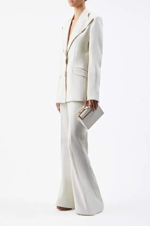 Gabriela Hearst Blazers and Vests Women Leiva Blazer In Ivory Sportswear Wool With Gold Bars