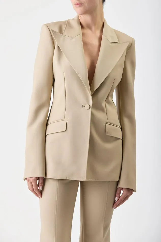 Gabriela Hearst Blazers and Vests Women Leiva Blazer In Khaki Sportswear Wool