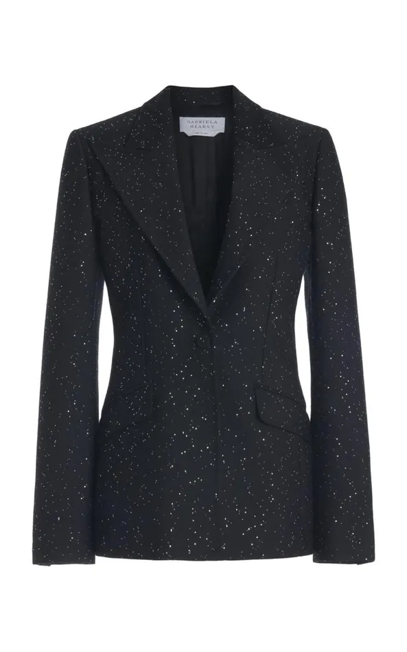 Gabriela Hearst Blazers and Vests Women Leiva Sequin Blazer In Black Virgin Wool Gabriela Hearst Blazers and Vests Women Leiva Sequin Blazer In Black Virgin Wool