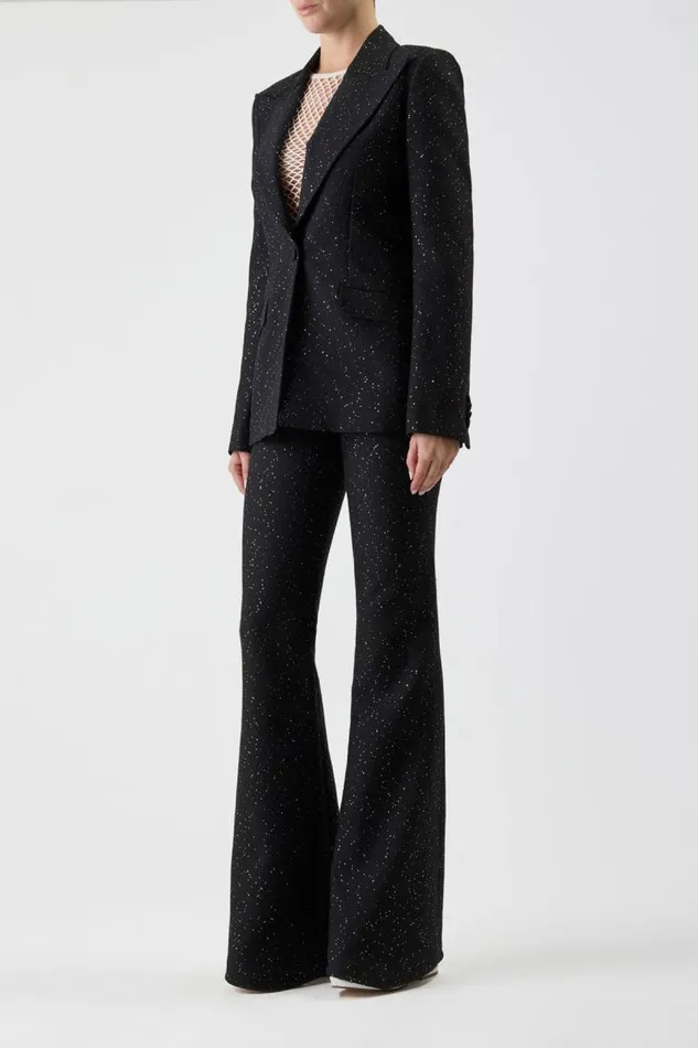 Gabriela Hearst Blazers and Vests Women Leiva Sequin Blazer In Black Virgin Wool
