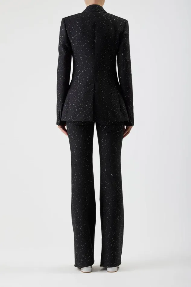Gabriela Hearst Blazers and Vests Women Leiva Sequin Blazer In Black Virgin Wool