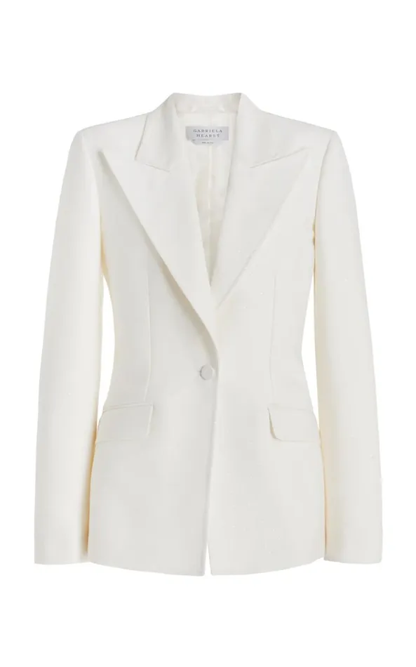 Gabriela Hearst Blazers and Vests Women Leiva Sequin Blazer In Ivory Virgin Wool Gabriela Hearst Blazers and Vests Women Leiva Sequin Blazer In Ivory Virgin Wool