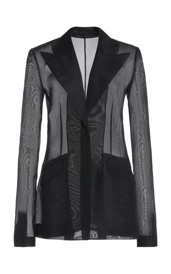 Gabriela Hearst Blazers and Vests Women Leiva Sheer Blazer In Black Silk Organza Gabriela Hearst Blazers and Vests Women Leiva Sheer Blazer In Black Silk Organza