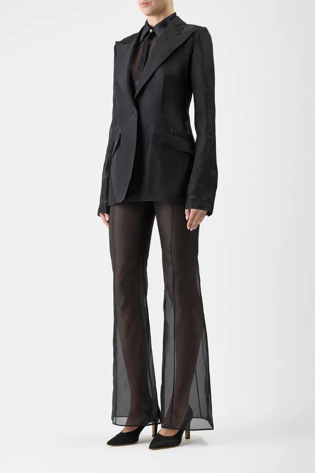Gabriela Hearst Blazers and Vests Women Leiva Sheer Blazer In Black Silk Organza