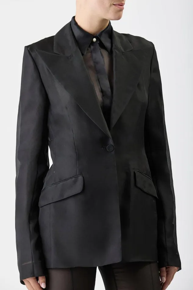 Gabriela Hearst Blazers and Vests Women Leiva Sheer Blazer In Black Silk Organza