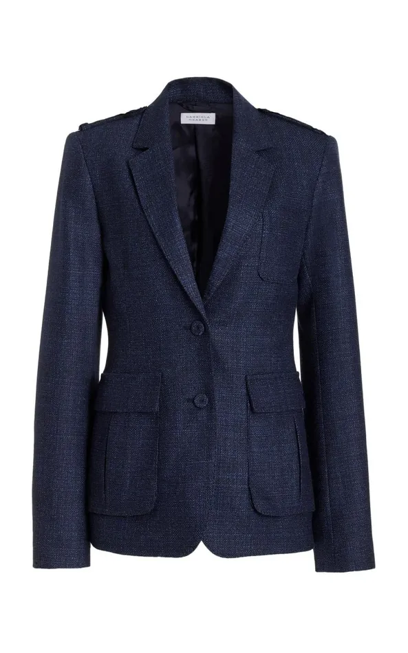 Gabriela Hearst Blazers and Vests Women Louisa Blazer In Dark Navy Virgin Wool Silk Tweed Gabriela Hearst Blazers and Vests Women Louisa Blazer In Dark Navy Virgin Wool Silk Tweed