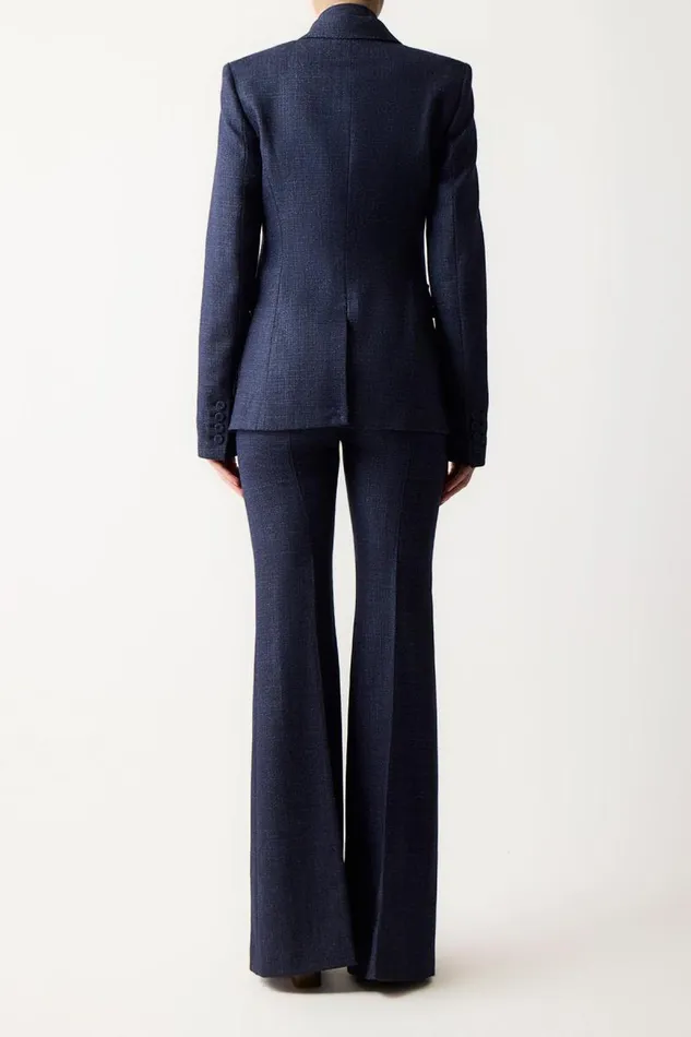 Gabriela Hearst Blazers and Vests Women Louisa Blazer In Dark Navy Virgin Wool Silk Tweed