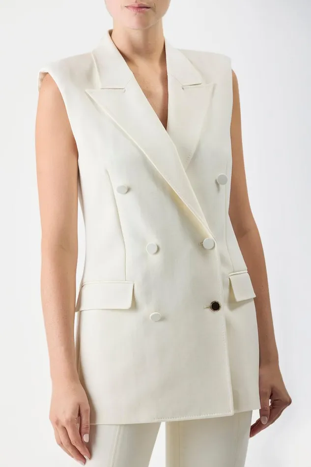 Gabriela Hearst Blazers and Vests Women Mayte Vest In Ivory Silk Wool Cady