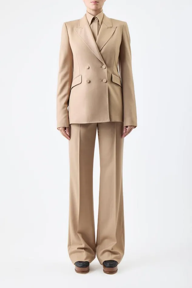 Gabriela Hearst Blazers and Vests Women Stephanie Blazer In Camel Virgin Wool Twill