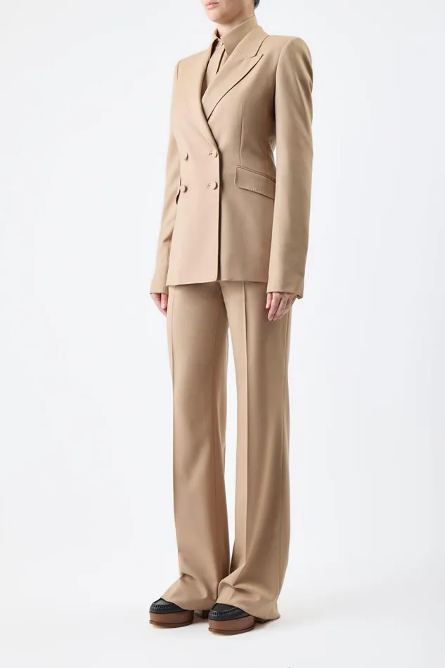 Gabriela Hearst Blazers and Vests Women Stephanie Blazer In Camel Virgin Wool Twill