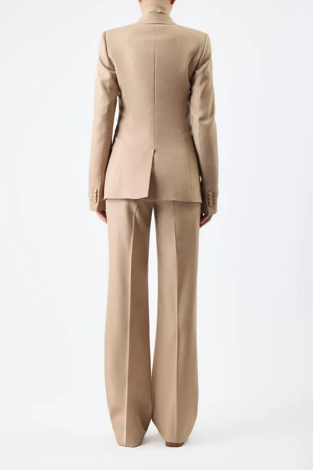 Gabriela Hearst Blazers and Vests Women Stephanie Blazer In Camel Virgin Wool Twill