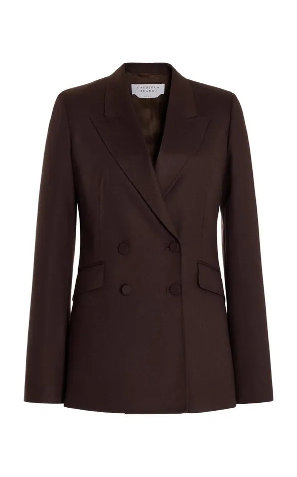 Gabriela Hearst Blazers and Vests Women Stephanie Blazer In Chocolate Superfine Wool Gabriela Hearst Blazers and Vests Women Stephanie Blazer In Chocolate Superfine Wool