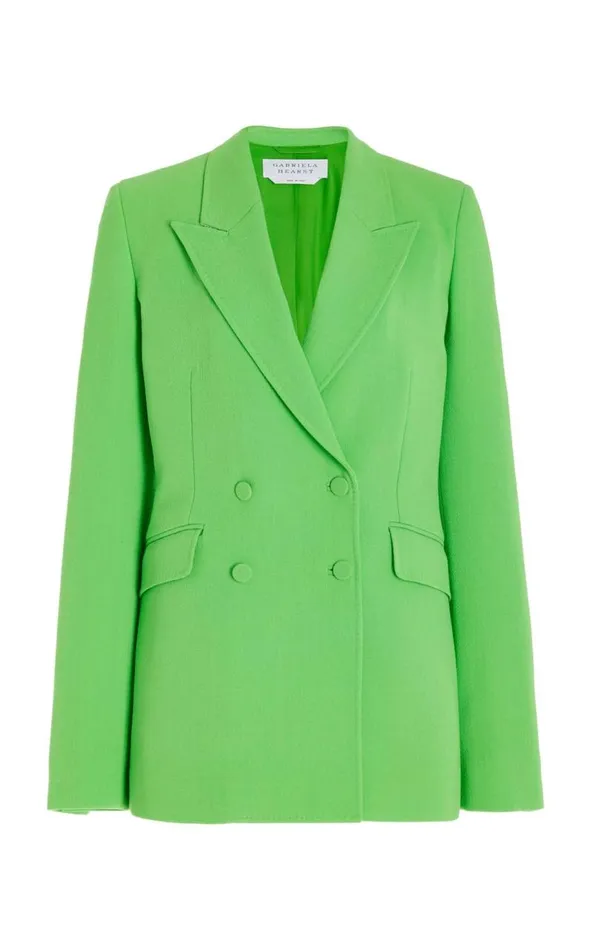 Gabriela Hearst Blazers and Vests Women Stephanie Blazer In Fluorescent Green Virgin Wool Crepe Gabriela Hearst Blazers and Vests Women Stephanie Blazer In Fluorescent Green Virgin Wool Crepe