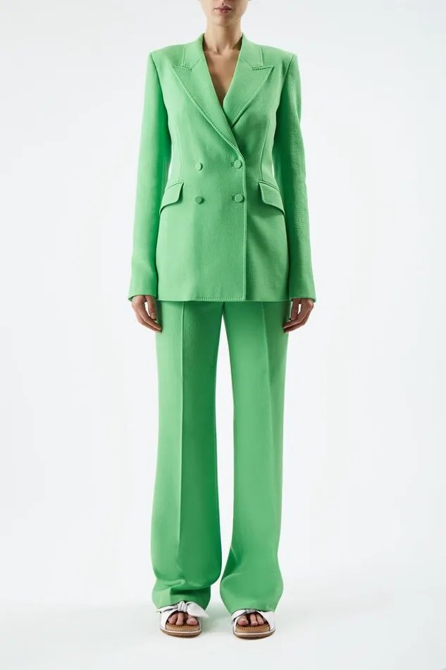 Gabriela Hearst Blazers and Vests Women Stephanie Blazer In Fluorescent Green Virgin Wool Crepe