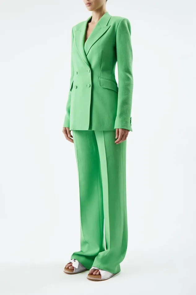 Gabriela Hearst Blazers and Vests Women Stephanie Blazer In Fluorescent Green Virgin Wool Crepe