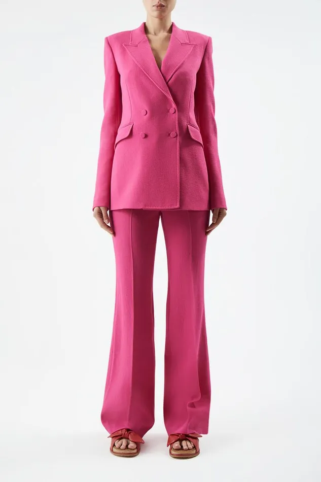 Gabriela Hearst Blazers and Vests Women Stephanie Blazer In Fuchsia Virgin Wool Crepe