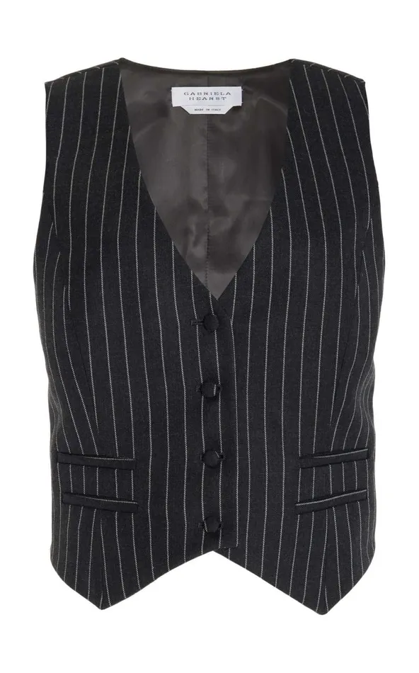 Gabriela Hearst Blazers and Vests Women Zeta Vest In Grey Pinstripe Wool