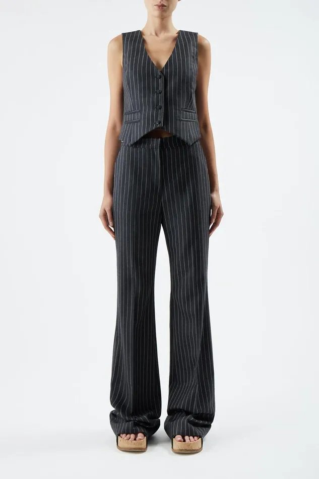 Gabriela Hearst Blazers and Vests Women Zeta Vest In Grey Pinstripe Wool