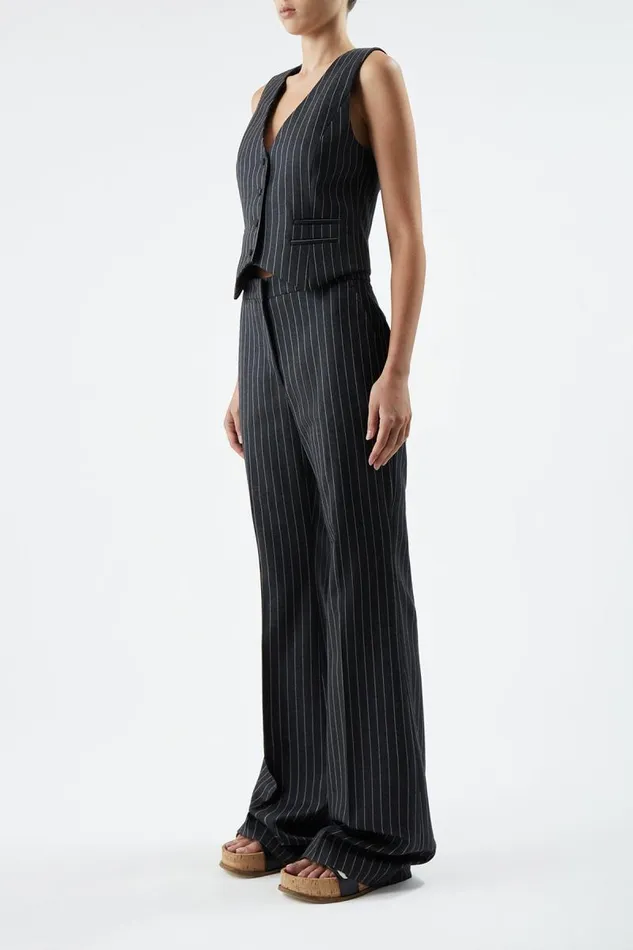 Gabriela Hearst Blazers and Vests Women Zeta Vest In Grey Pinstripe Wool