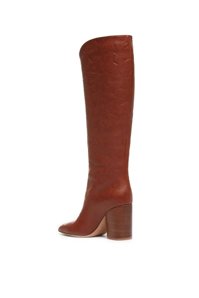 Gabriela Hearst Boots Women Debossed KneeHigh Cora Boots In Cognac Leather
