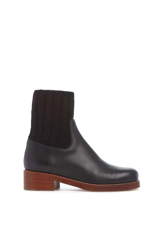 Gabriela Hearst Boots Women Hobbes Sock Boot In Black Leather and Cashmere