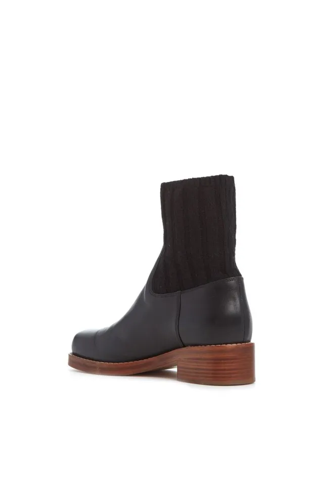 Gabriela Hearst Boots Women Hobbes Sock Boot In Black Leather and Cashmere