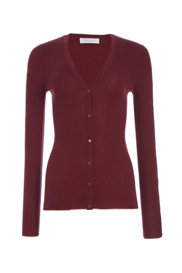 Gabriela Hearst Cardigans Women Addison Knit Cardigan In Bordeaux Cashmere Silk Gabriela Hearst Cardigans Women Addison Knit Cardigan In Bordeaux Cashmere Silk