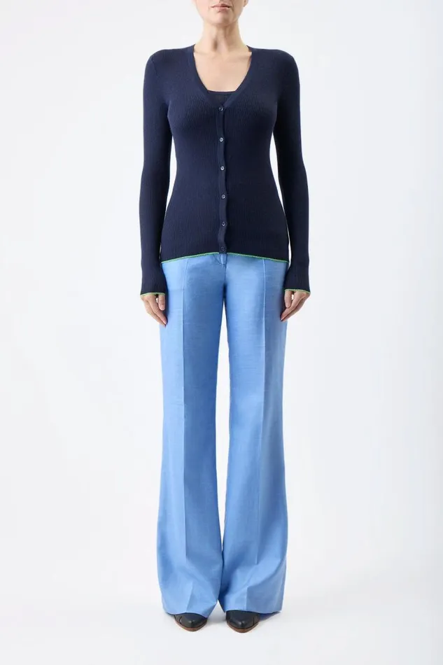 Gabriela Hearst Cardigans Women Addison Knit Cardigan In Navy Cashmere Silk