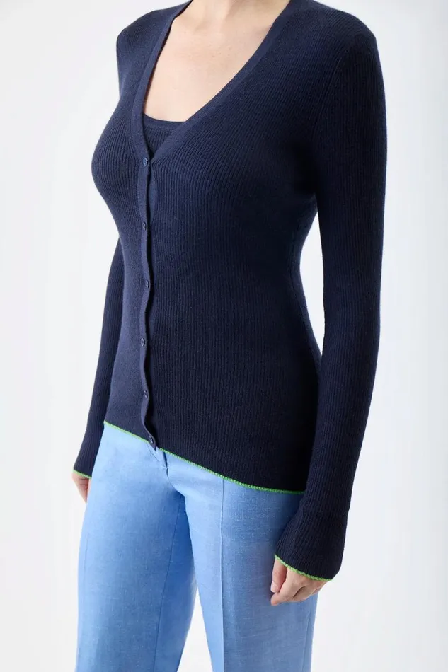 Gabriela Hearst Cardigans Women Addison Knit Cardigan In Navy Cashmere Silk