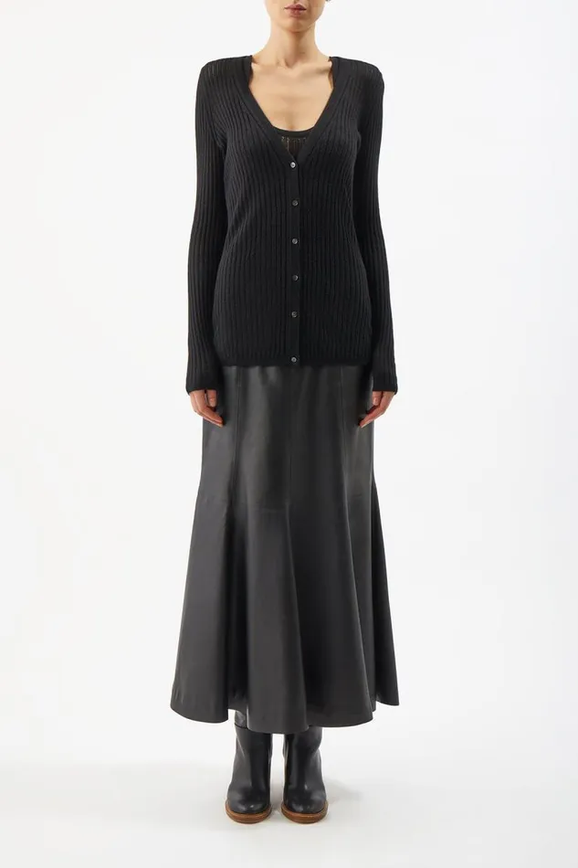 Gabriela Hearst Cardigans Women Emma Pointelle Knit Cardigan In Black Cashmere Silk