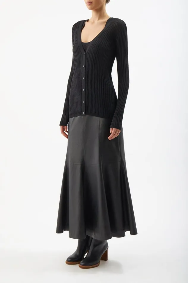 Gabriela Hearst Cardigans Women Emma Pointelle Knit Cardigan In Black Cashmere Silk