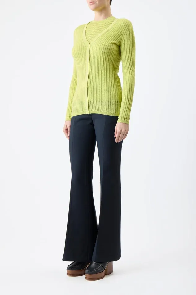 Gabriela Hearst Cardigans Women Emma Pointelle Knit Cardigan In Lime Adamite Cashmere Silk