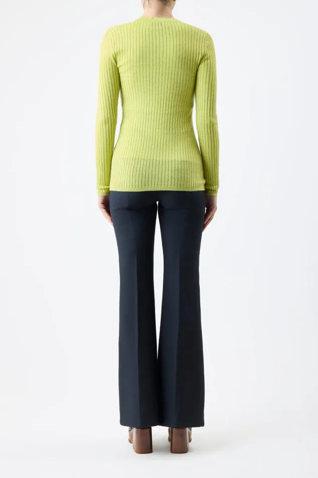 Gabriela Hearst Cardigans Women Emma Pointelle Knit Cardigan In Lime Adamite Cashmere Silk