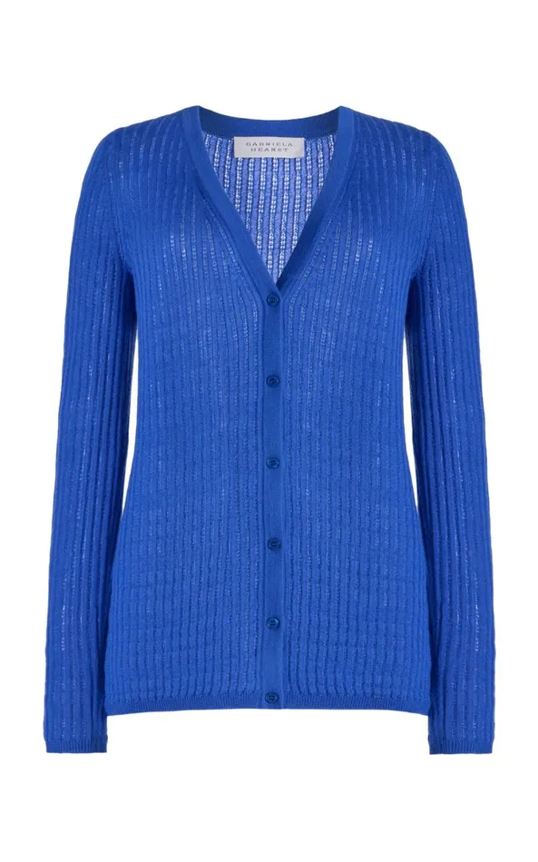 Gabriela Hearst Cardigans Women Emma Pointelle Knit Cardigan In Sapphire Cashmere Silk Gabriela Hearst Cardigans Women Emma Pointelle Knit Cardigan In Sapphire Cashmere Silk