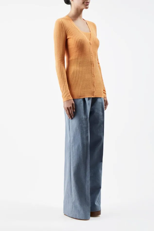 Gabriela Hearst Cardigans Women Homer Pointelle Knit Cardigan In Fluorescent Orange Cashmere Silk