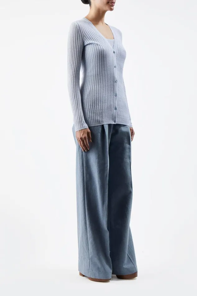 Gabriela Hearst Cardigans Women Homer Pointelle Knit Cardigan In Halogen Blue Cashmere Silk