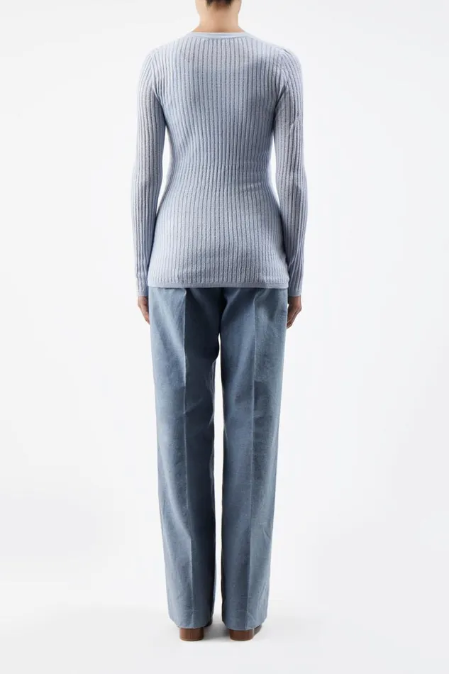 Gabriela Hearst Cardigans Women Homer Pointelle Knit Cardigan In Halogen Blue Cashmere Silk