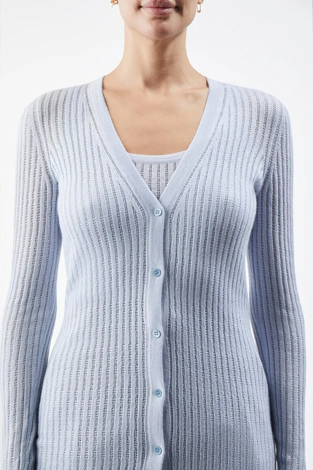Gabriela Hearst Cardigans Women Homer Pointelle Knit Cardigan In Halogen Blue Cashmere Silk