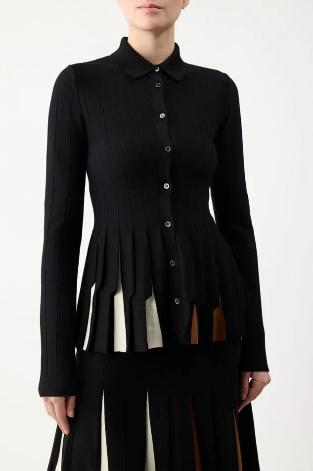 Gabriela Hearst Cardigans Women Octavia Pleated Knit Top In Black Multi Merino Wool