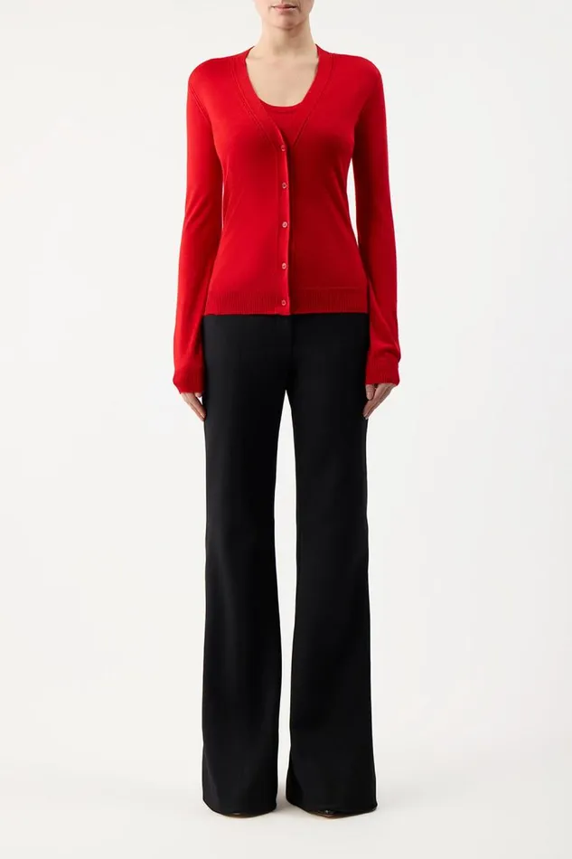 Gabriela Hearst Cardigans Women Tori Knit Cardigan In Red Topaz Cashmere Silk
