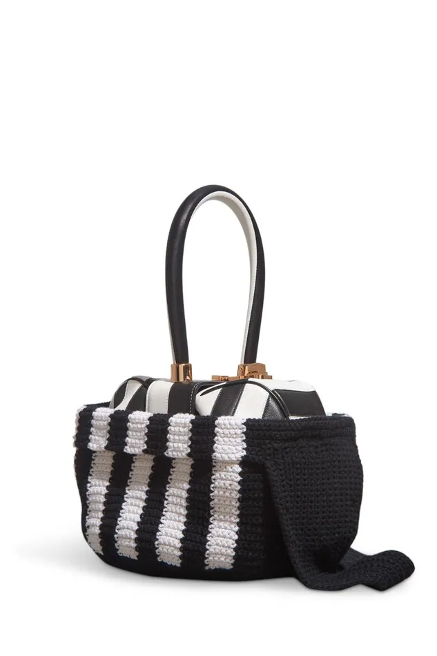 Gabriela Hearst Crossbody Bags WomenMen Crossover Knit Bag In Black and Ivory Cashmere Gabriela Hearst Crossbody Bags WomenMen Crossover Knit Bag In Black and Ivory Cashmere