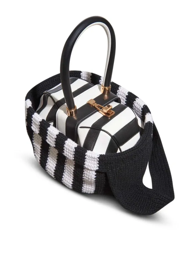 Gabriela Hearst Crossbody Bags WomenMen Crossover Knit Bag In Black and Ivory Cashmere