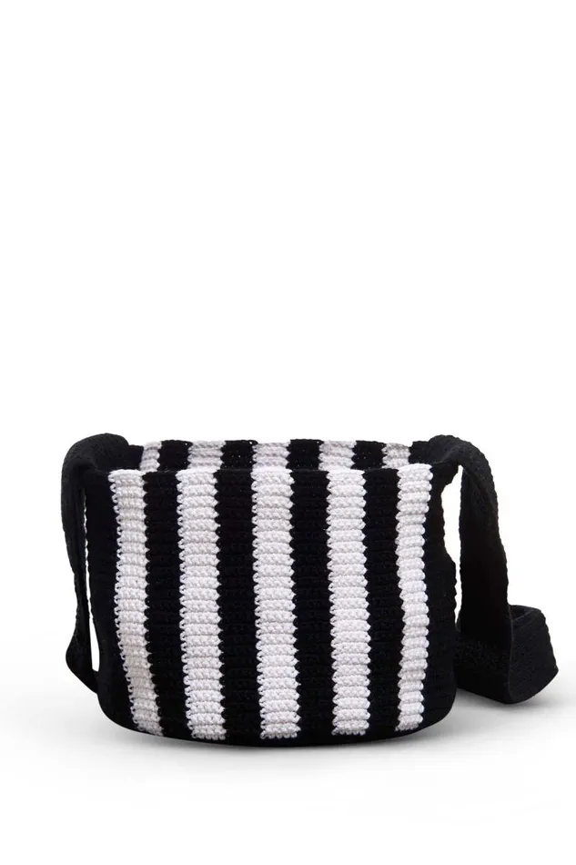Gabriela Hearst Crossbody Bags WomenMen Crossover Knit Bag In Black and Ivory Cashmere